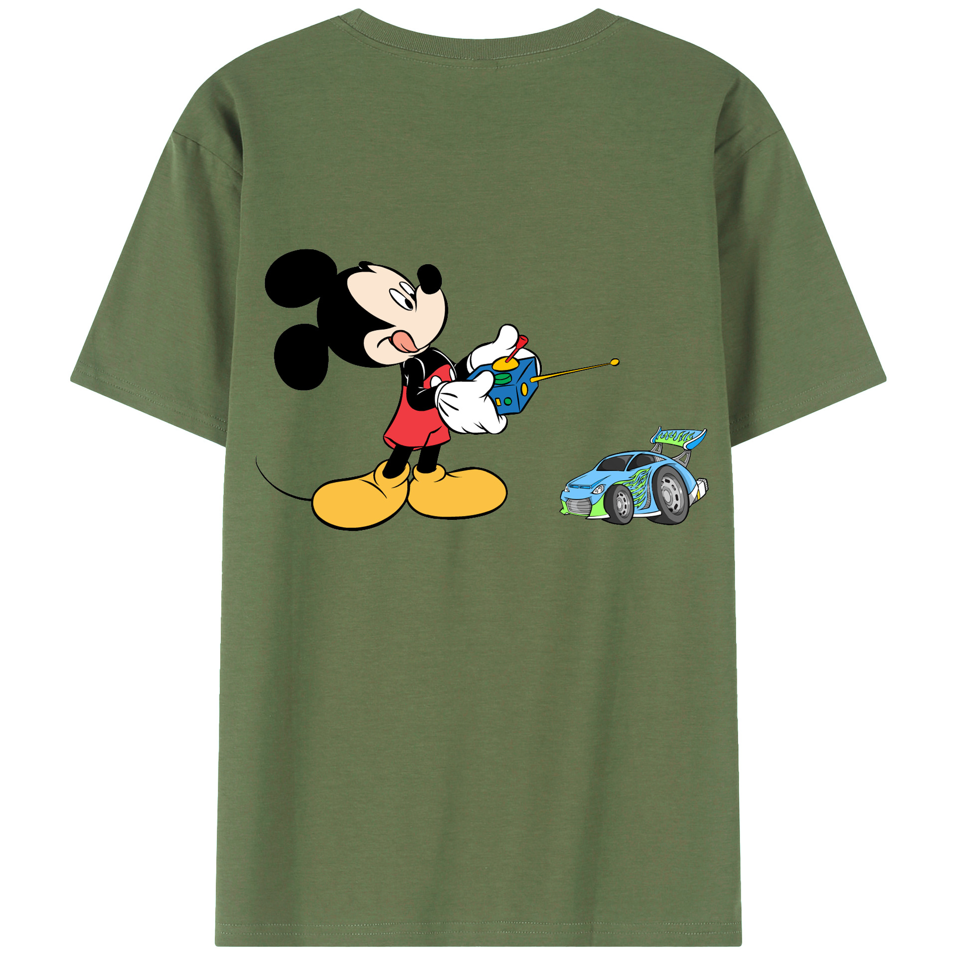 ミッキーマウス Mickey Mouse 綿100％ メンズ半袖Tシャツ（バックプリント） 通気性